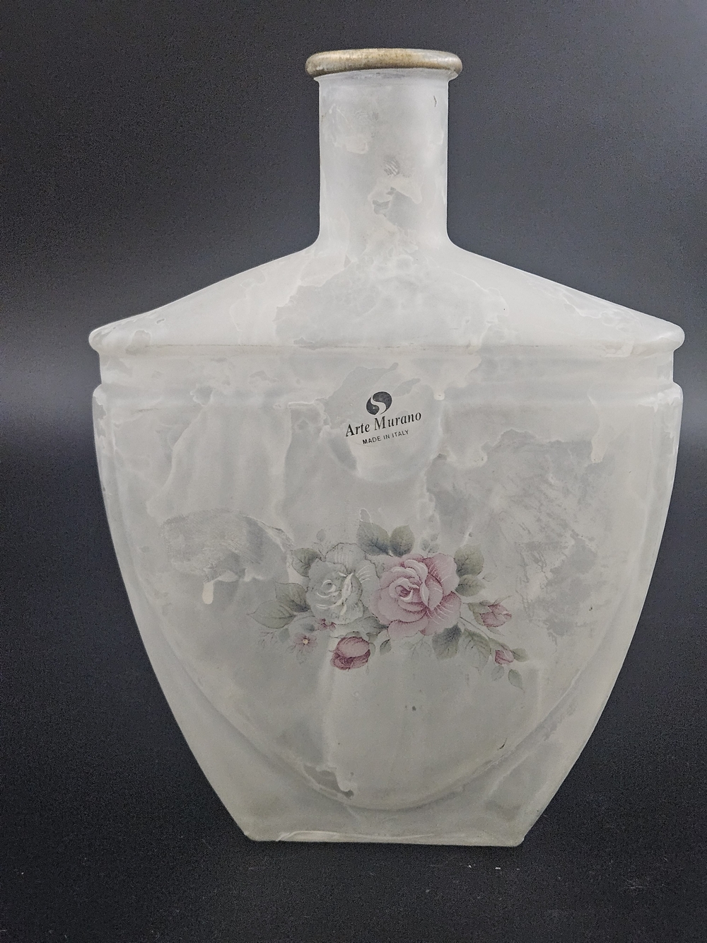 Arte Murano Frosted Floral Vase, Roses
